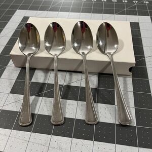 Oneida Needlepoint Beaded Artistry (4) Teaspoons 1881 Rogers Stainless Flatware